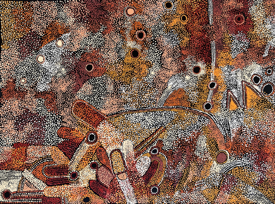 Kalaya Tjukurrpa (Emu Dreaming) - PBAG0049 by Patricia Baker Tunkin