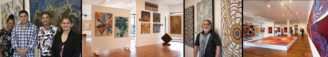 collage of exhibitions and openings with artists